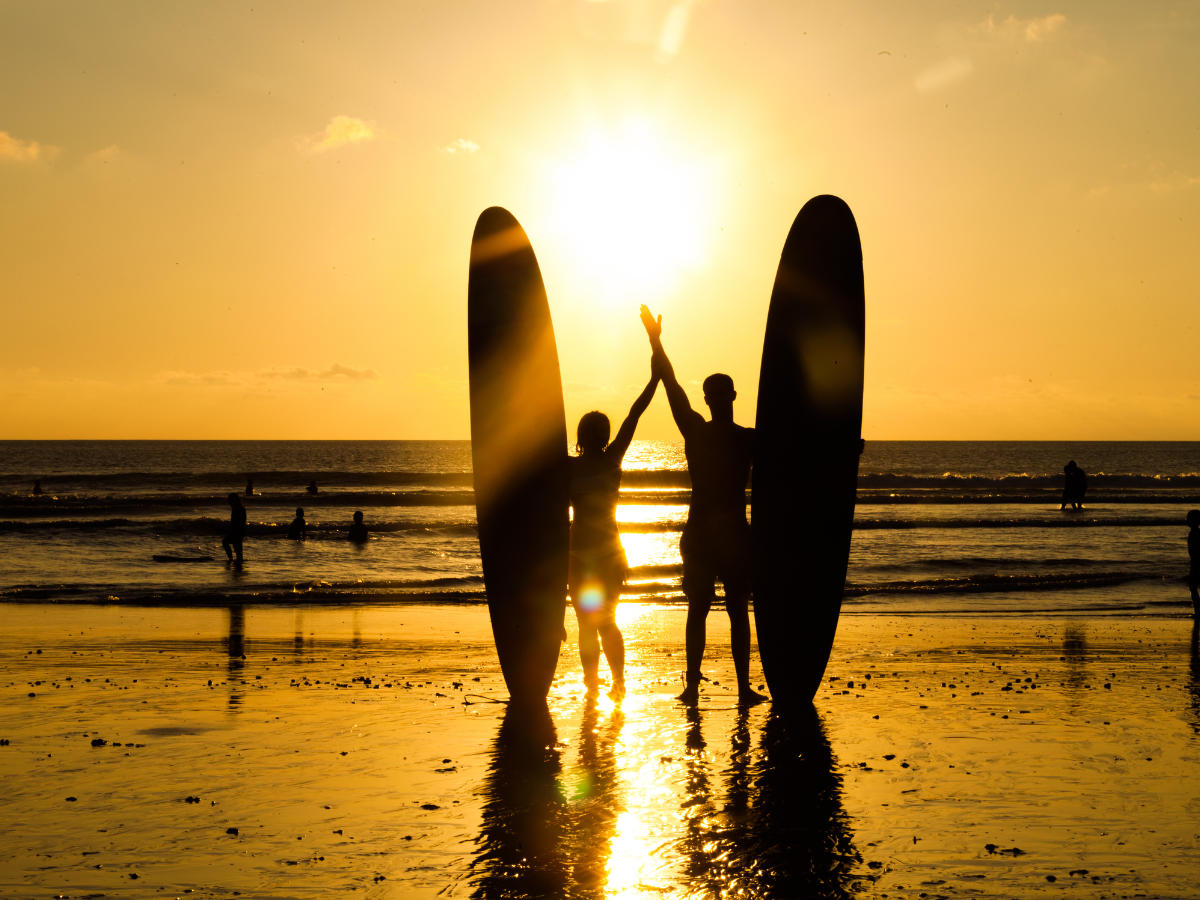 People enjoying a peaceful beach moment